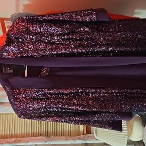 R&M Richards Sparkling Purple Sequin Jacket And Sleeveless Dress